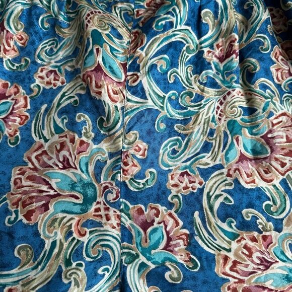 Y2K Silk Xposure Shorts Paisley Blue Red High Waist Elastic SZ S - Picture 6 of 15